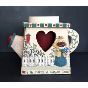 Vintage Deb Strain Faith Makes A Garden Grow Planter Whimsical Rustic Cottage